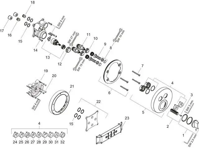 Hansgrohe Fertigmontageset ShowerSelect S UP-Mischer, für 2 Verbraucher, chrom-15748000