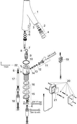hansgrohe Waschtisch-Armatur Axor Starck Organic chrom, Elektronik, mit Temperaturregulierung, Batte-12171000