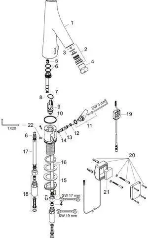 hansgrohe Waschtisch-Armatur Axor Starck Organic chrom, Elektronik, mit Temperaturregulierung, Batte-12171000