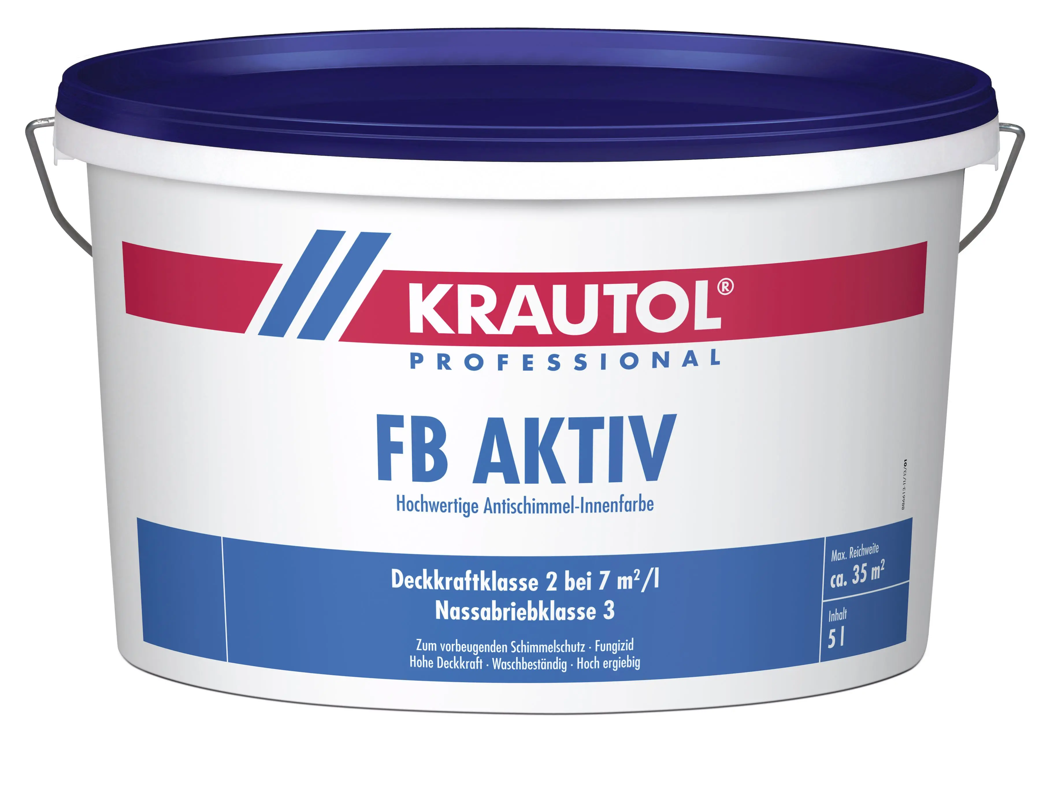 Krautol Antischimmel-Wandfarbe FB AKTIV mit fungizider und biozider Ausrüstung, 5 Liter, weiß-815733