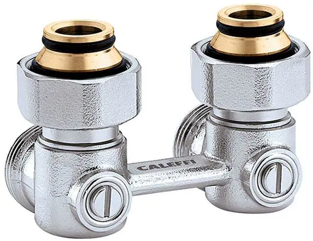 Caleffi Zweirohr-Hahnblock Eck, Heizkörperanschluss 3/4" IG -301152