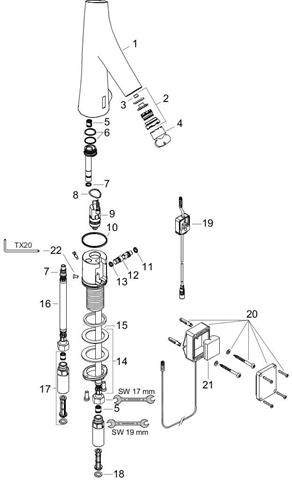 hansgrohe Waschtisch-Armatur Axor Starck Organic chrom, Elektronik, Temperaturvoreinstellung, Netzan-12174000