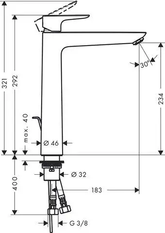 Hansgrohe Waschtisch-Einhebelmischer Talis E 240, mit Ablaufgarnitur, Ausladung 183 mm, chrom/ verchromt-71716000