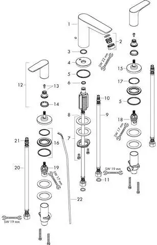 Hansgrohe Waschtisch-3-Loch-Armatur Talis E, mit Ablaufgarnitur, chrom/ verchromt-71733000