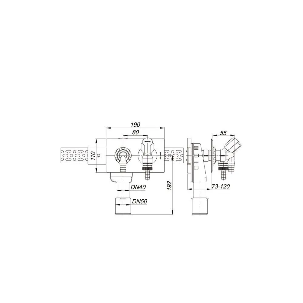 Dallmer Wandeinbau-Waschgeräte-Siphon 406 Abdeckplatte Edelstahl, 190x110mm, DN 40/50 -130600