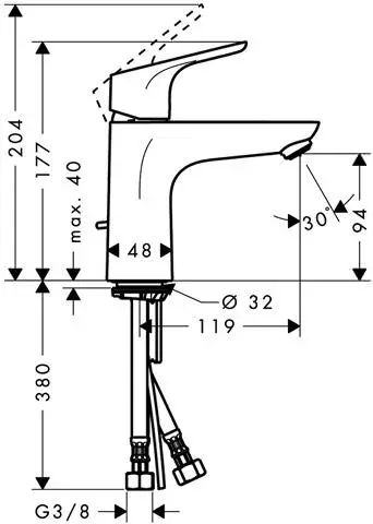 Hansgrohe Waschtisch-Einhebelmischer Focus CoolStart 100 EcoSmart 5 l/min, Kaltwasser in Mittelstellung, chrom-31621000