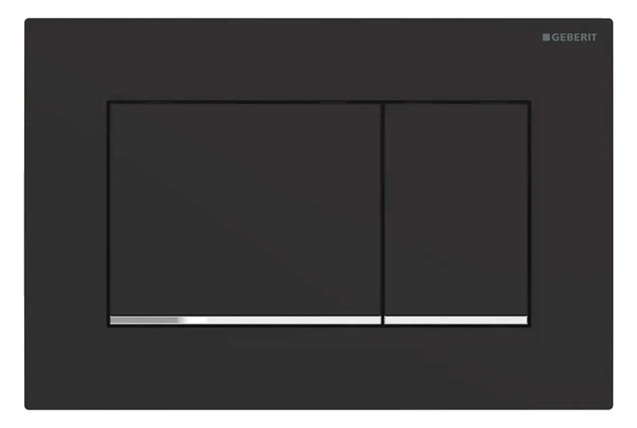 Geberit Betätigungsplatte Sigma30, easy-to-clean-beschichtet, schwarz matt lackiert, hochglanz-verchromt 115.883.14.1-115883141