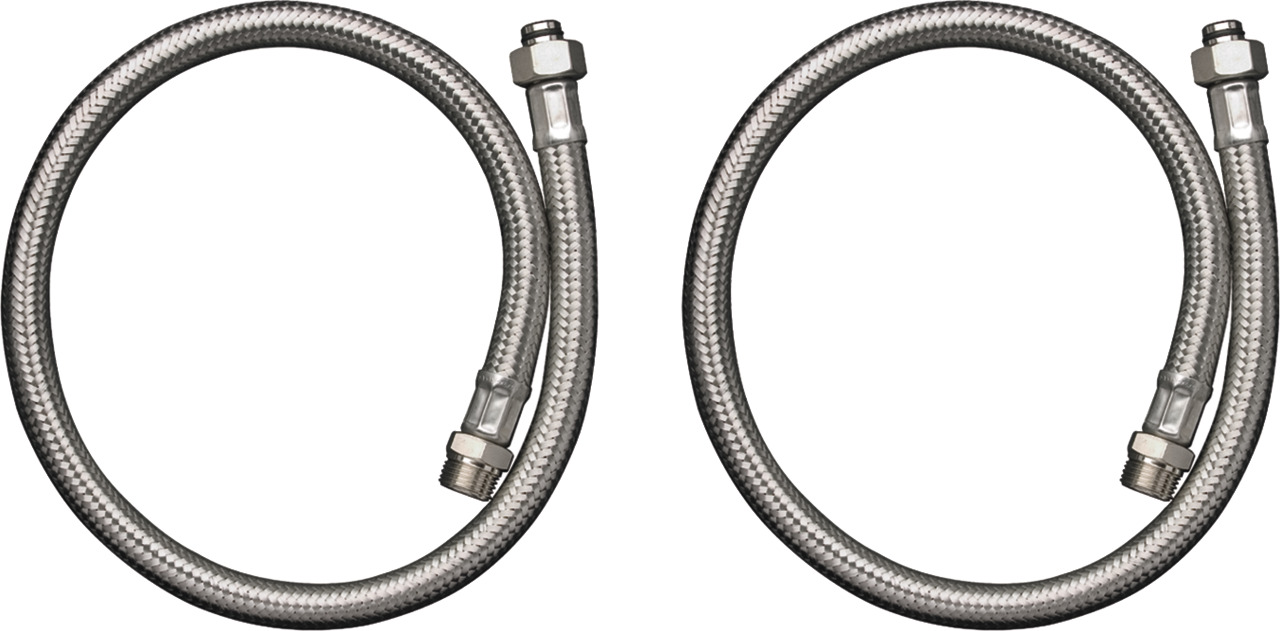 flexibler Schlauch, geflochten Schlauch, Schlauchanschluss, Edelstahl, zwei Schläuche,