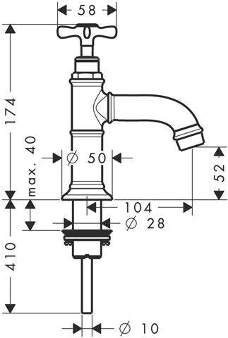 hansgrohe Standventil Axor Montreux DN 15, chrom, Ausladung 104mm-16530000