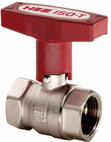 HS Iso-T-Kugelhahn 1458 3/4", Durchgang, T-Griff rot, voll isolierbar, Pressmessing -81458020