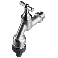 Auslaufventil, Messing, m. Knebelgriff m. RV u. Beluefter, matt verchromt, 3/4" -06001