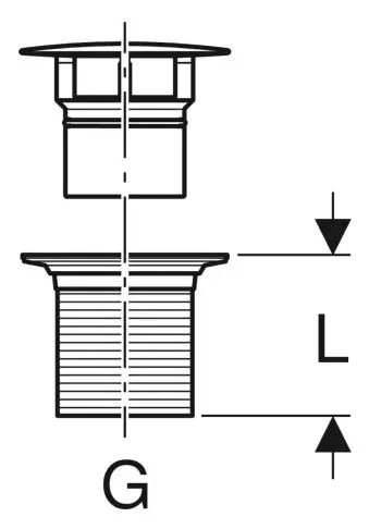 Geberit Ablaufventil mit freiem Auslauf und Ventilabdeckung: hochglanz-verchromt, L=5cm 152.050.21.1-152050211