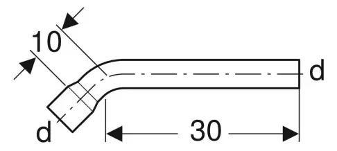 Geberit Spülbogenverlängerung 45Gr, 30 x 10 cm, mit Steckmuffe: d=44mm, weiß-alpin 118.020.11.1-118020111