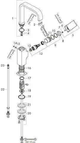 hansgrohe Metropol Einhebel-Waschtischmischer 230 mit Hebelgriff Ausladung 165mm, mit Push-Open Abla-32511000