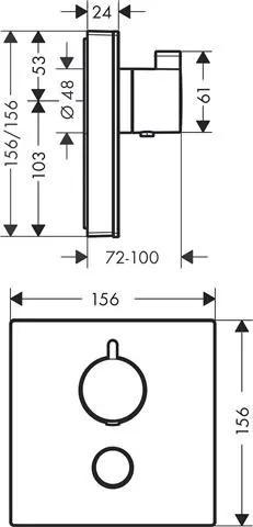 Hansgrohe Fertigmontageset ShowerSelect Highflow UP-Thermostat, für 1 Verbraucher, Glas, weiß/chrom-15735400
