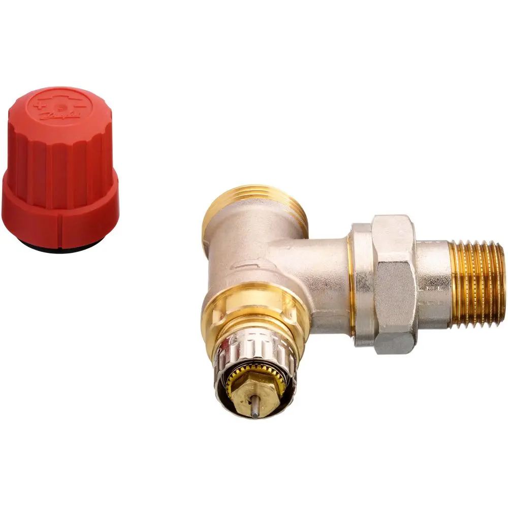 Danfoss Ventilgehäuse RA-N 15, R 1/2", Eck, mit AG, matt vernickelt -013G4201