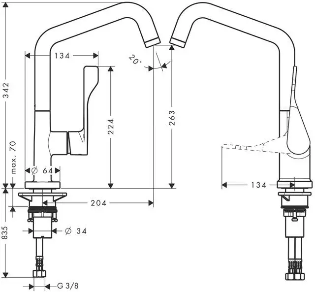 hansgrohe Spültisch-Einhebelmischer Axor Citterio-39850800