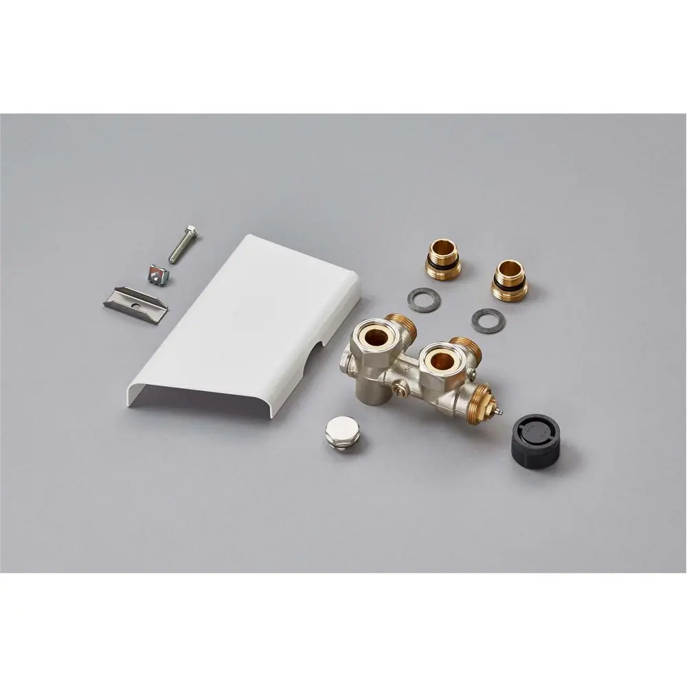 Zehnder Anschluss-Armatur yucca Warmwasserbetrieb, Blende kurz, weiß-976021