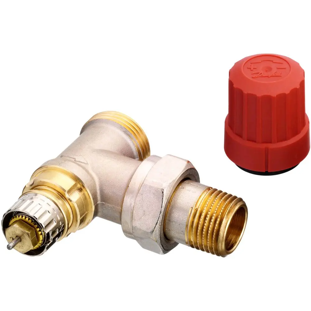 Danfoss Ventilgehäuse RA-N 15, R 1/2", Eck, mit AG, matt vernickelt -013G4201