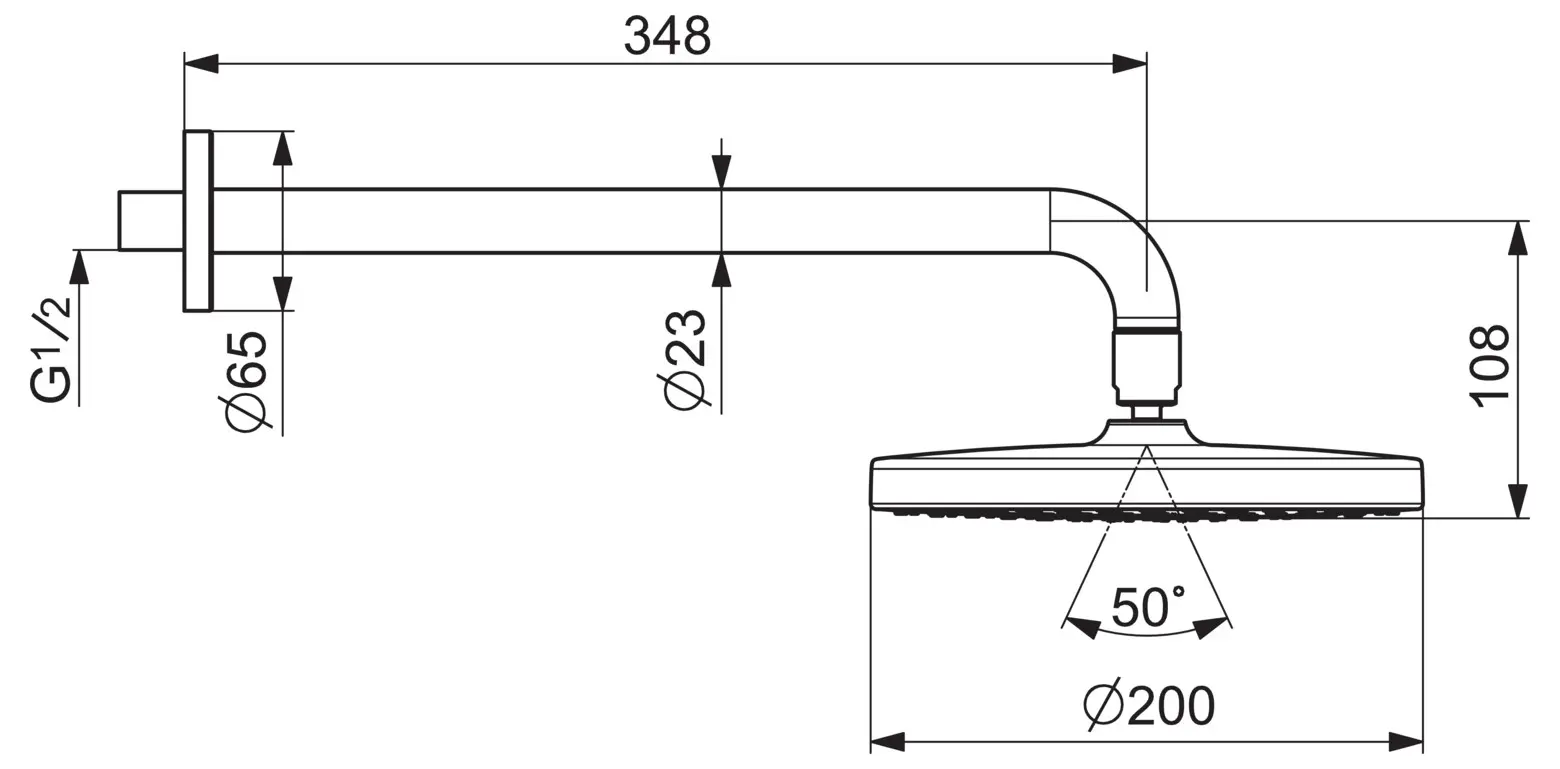 HANSA Kopfbrause HANSABASICJET Anti-Kalk-Technik, Wandmontage, 1-strahlig, Ausladung 348mm, chrom-44360100 HANSA Kopfbrause HANSABASICJET Anti-Kalk-Technik, Wandmontage, 1-strahlig, Ausladung 348mm, chrom-44360100