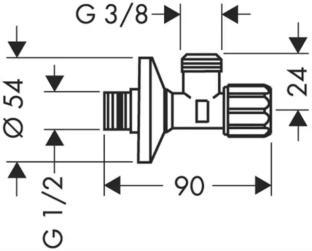 Hansgrohe Eckventil chrom, G 1/2 x 3/8, mit Feinfilter-13904000