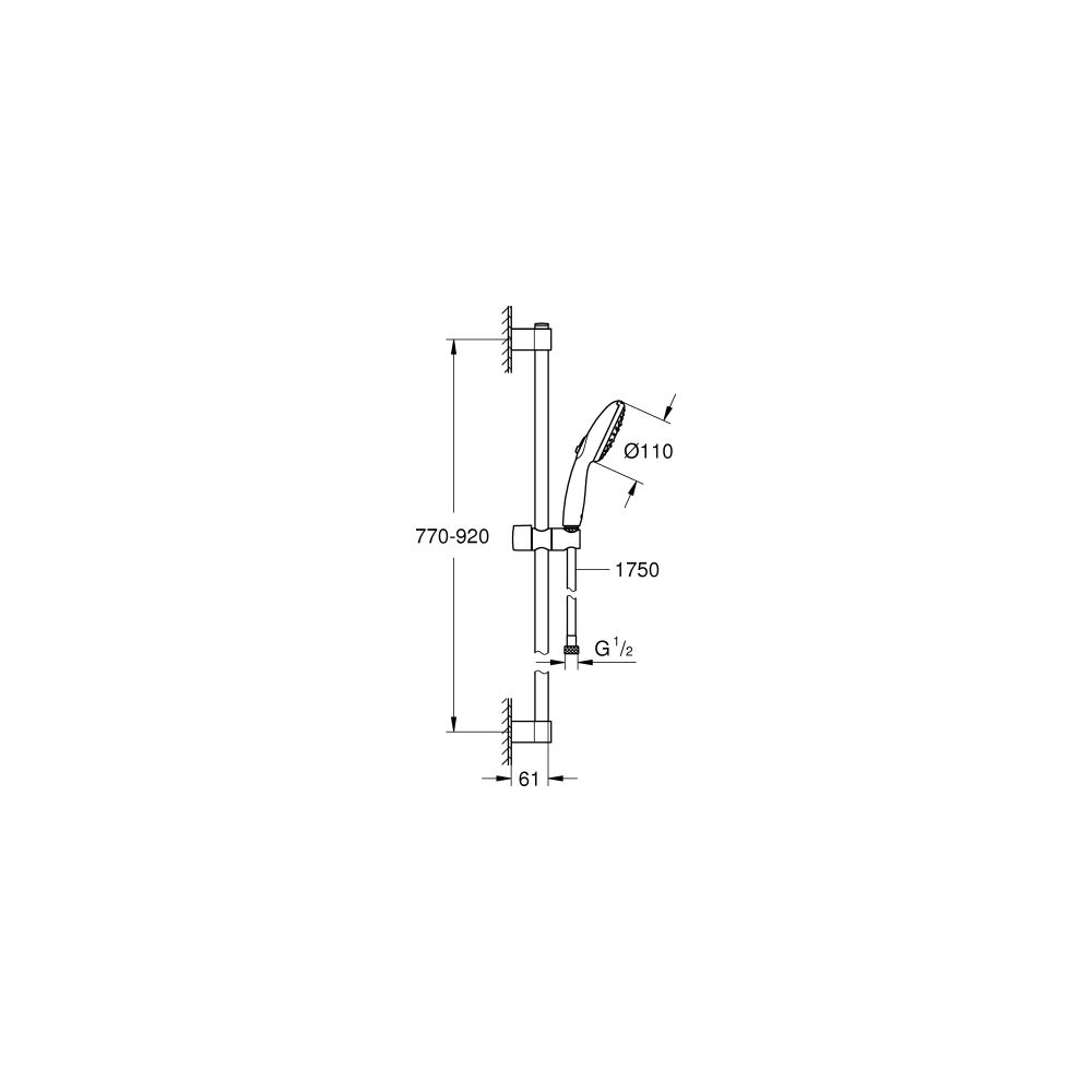 GROHE Brausegarnitur Tempesta 110 Brausestange 90cm, 3 Strahlarten, chrom -27796003