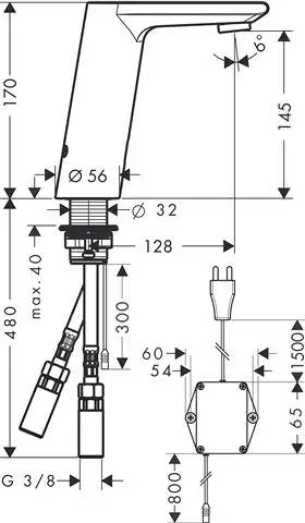 Hansgrohe Elektronik-Waschtischarmatur Metris S Netzanschluss, voreinstellbar, chrom -31103000