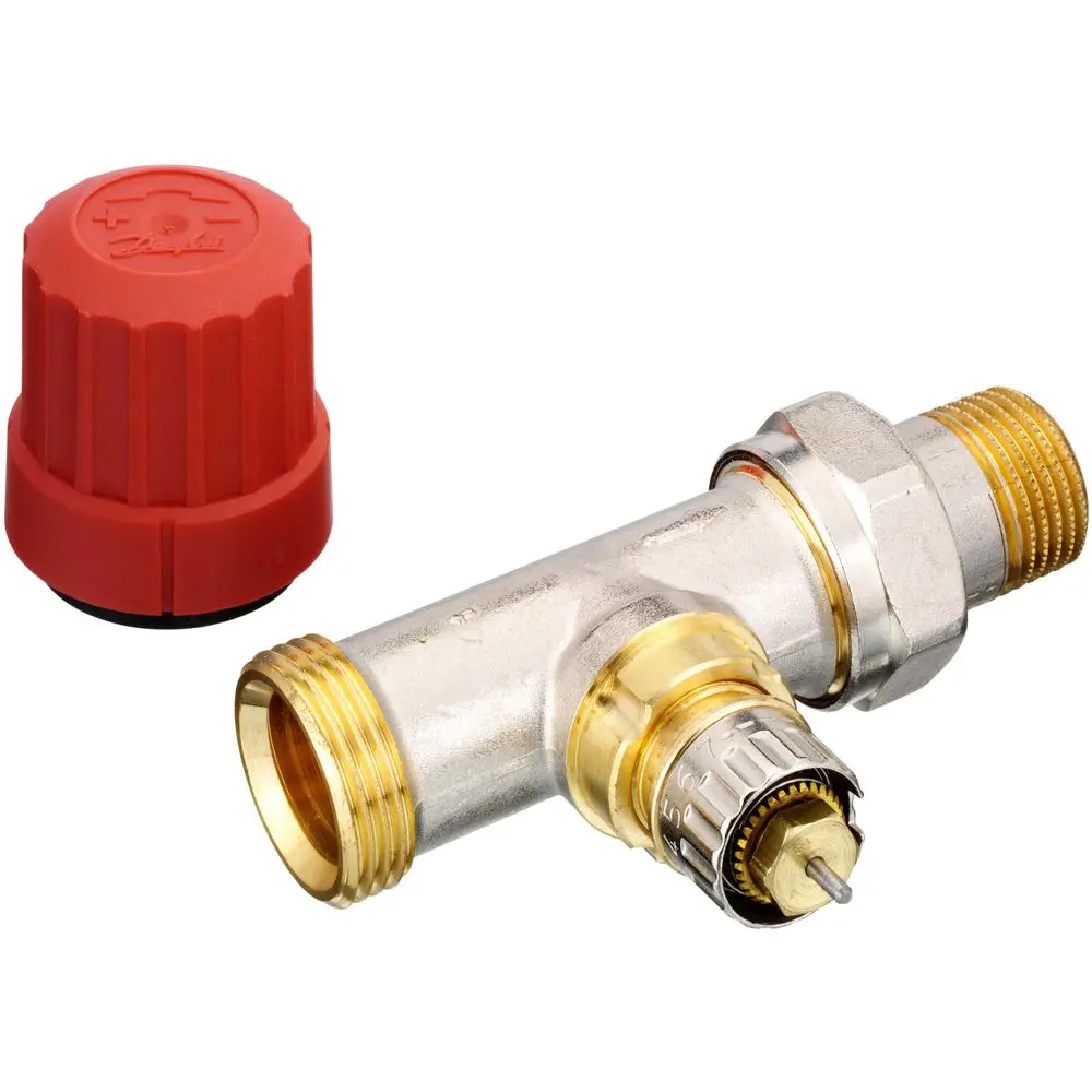 Danfoss Ventilgehäuse RA-N 15, R 1/2", Durchgang, mit AG, matt vernickelt -013G4202