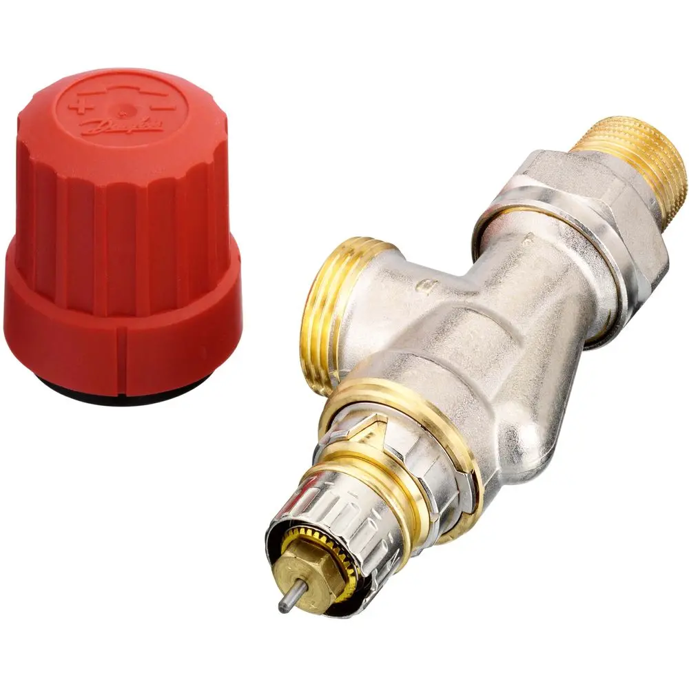 Danfoss Ventilgehäuse RA-N 15, R 1/2", Axial, mit AG, matt vernickelt -013G4203