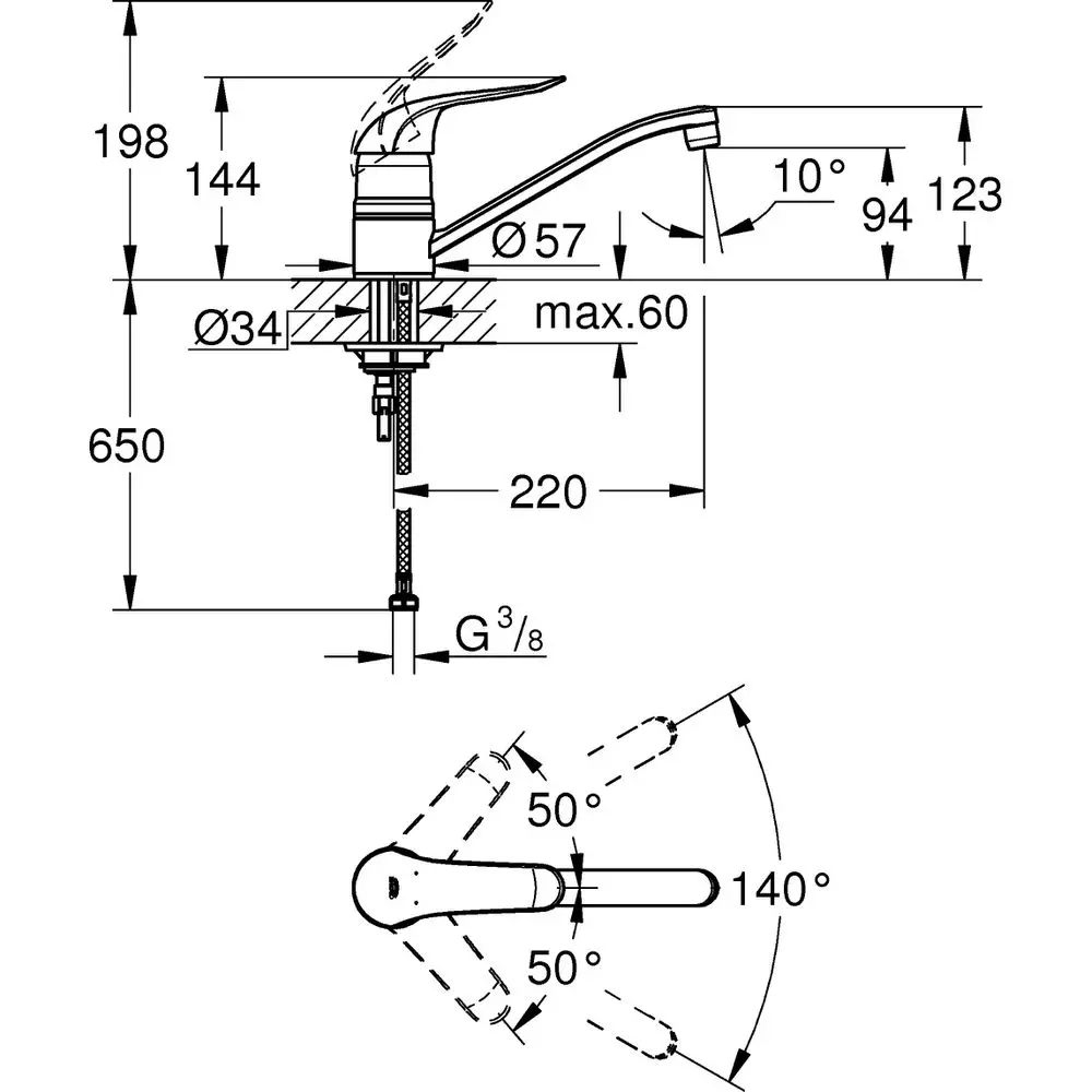 GROHE Spültisch-Einhebelmischer Euroeco Special 1/2", mit Temperaturbegrenzer, chrom -32787000