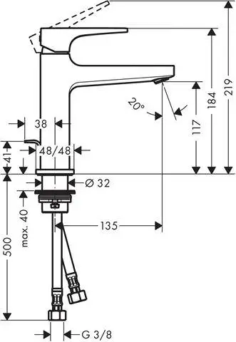 Waschtisch-Einhebelmischer Metropol 110 EcoSmart 5 l/min, Ausladung 135 mm, mit Bügelgriff, Zugstang-74506000