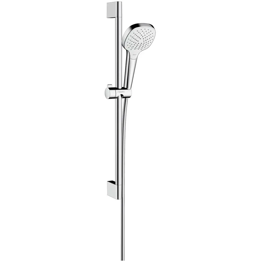 hansgrohe Brauseset Croma Select E Vario mit 65cm Brausestange EcoSmart Unica Croma, weiß/chrom-26583400