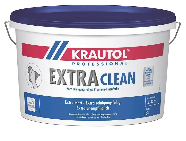 Krautol Premium-Wandfarbe EASY CLEAN für höchste Widerstandsfähigkeit, hoch reinigungsfähig, 5 Liter, weiß-945121