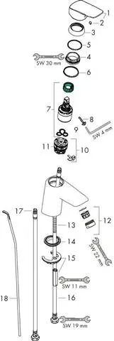 Hansgrohe Waschtisch-Einhebelmischer Logis 70 CoolStart EcoSmart 5 l/min, mit Zugstangen-Ablaufgarnitur, chrom-71072000