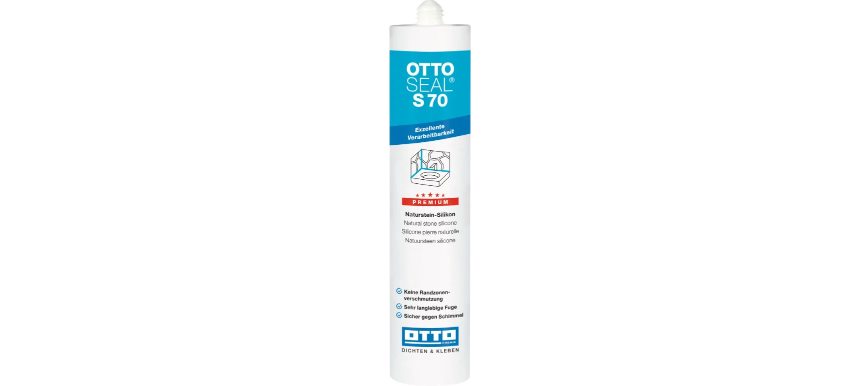 Ottoseal Premium Naturstein-Silikon S70, weiss, a` 310 ml-S70-04-C01