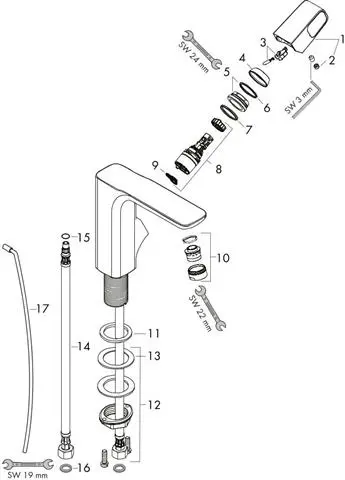 Hansgrohe Waschtisch-Einhebelmischer Axor Urquiola 110 Ausladung 114 mm, mit Ablaufgarnitur, für Handwaschbecken-11025000