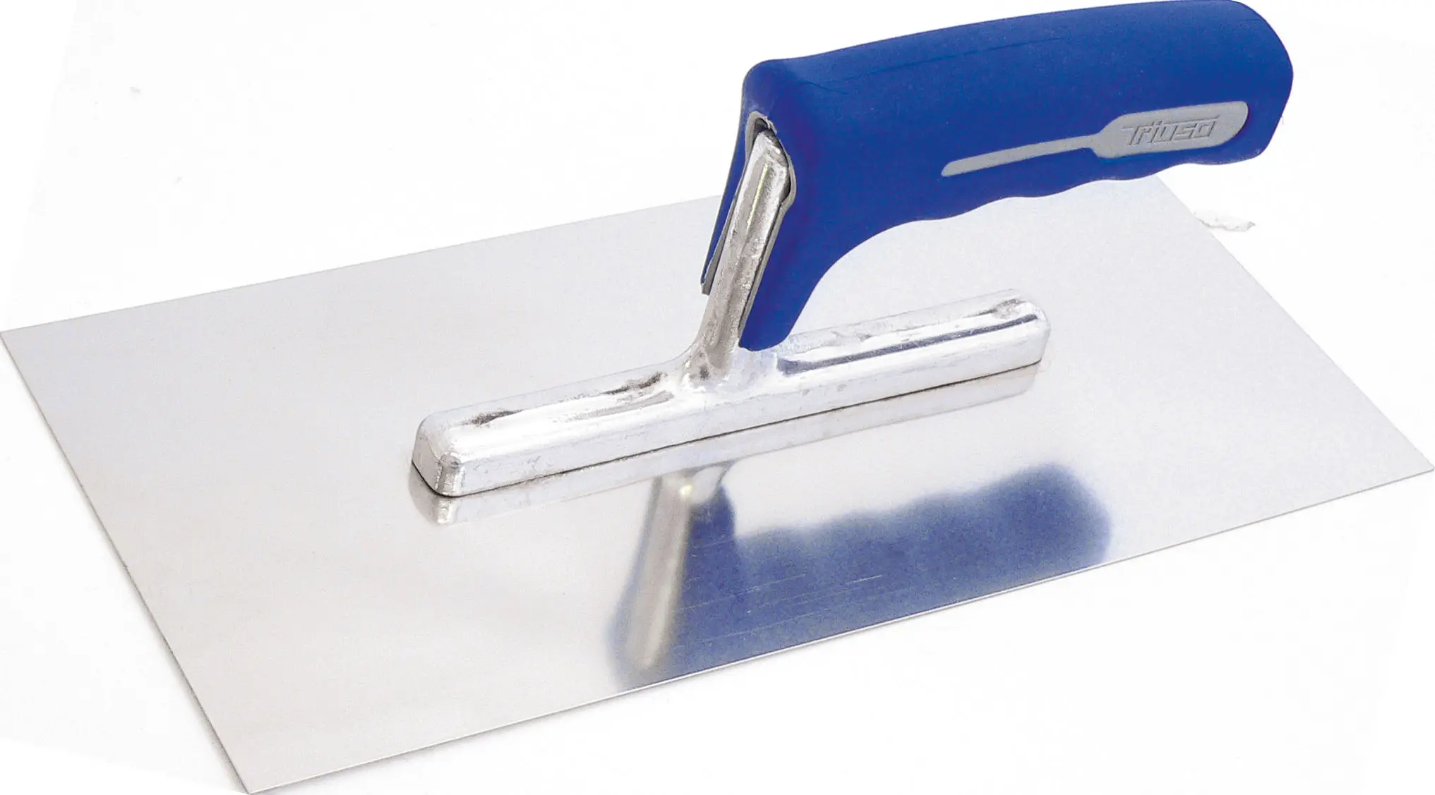 Triuso Glättekelle ungezahnt, 2K-Griff blau, Blatt 0,7 mm Edelstahl, 130 x 280 mm-231100