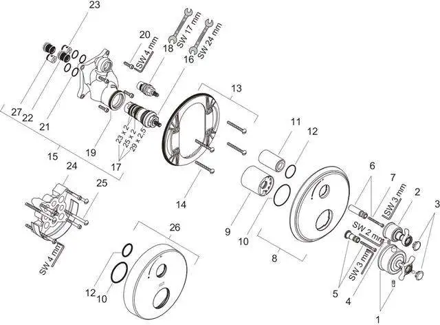hansgrohe Fertigmontageset Axor Montreux UP-Thermostatbatterie, mit Absperrventil, chrom-16800000