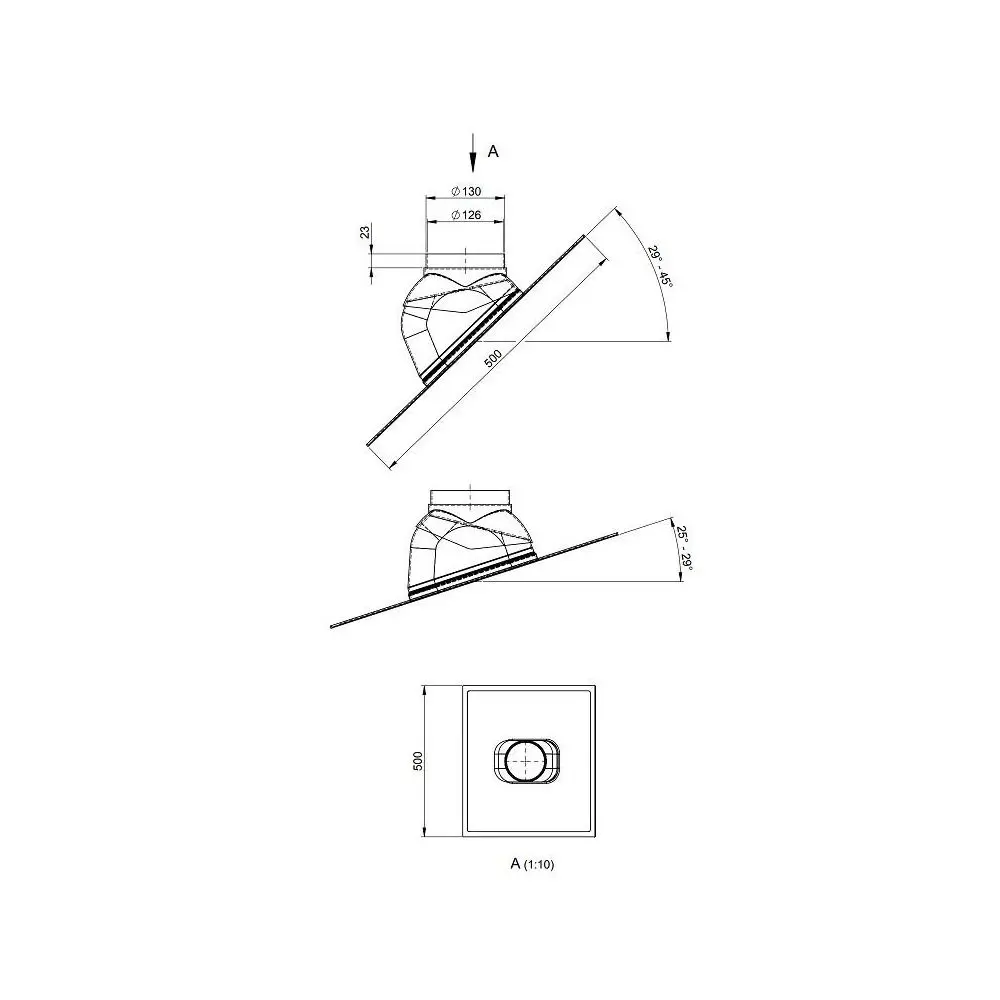 ATEC Schrägdachpfanne 25Grad-45Grad, 450 x 450 mm, ziegelrot-01561