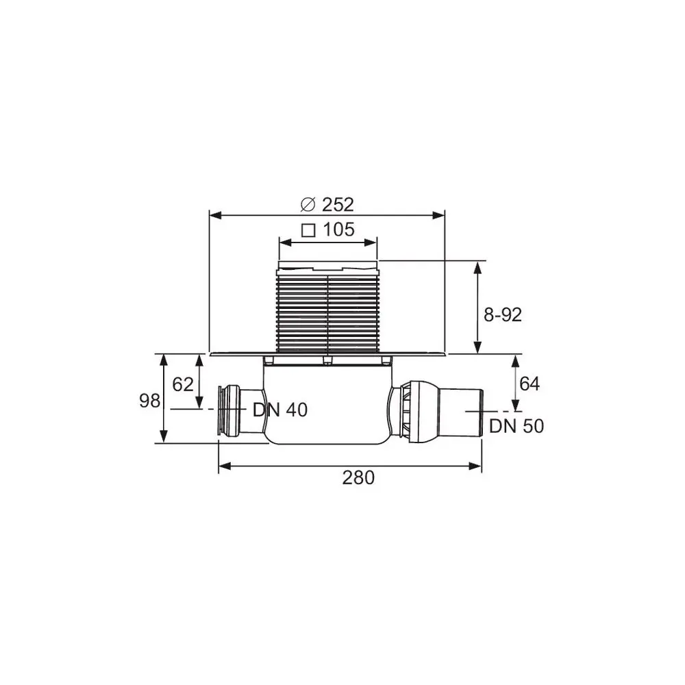 Bodenablaufset TECEdrainpoint S 120 100 x 100 mm, DN 50, waagerecht, Norm, mit Universalflansch-3601200 Bodenablaufset TECEdrainpoint S 120 100 x 100 mm, DN 50, waagerecht, Norm, mit Universalflansch-3601200