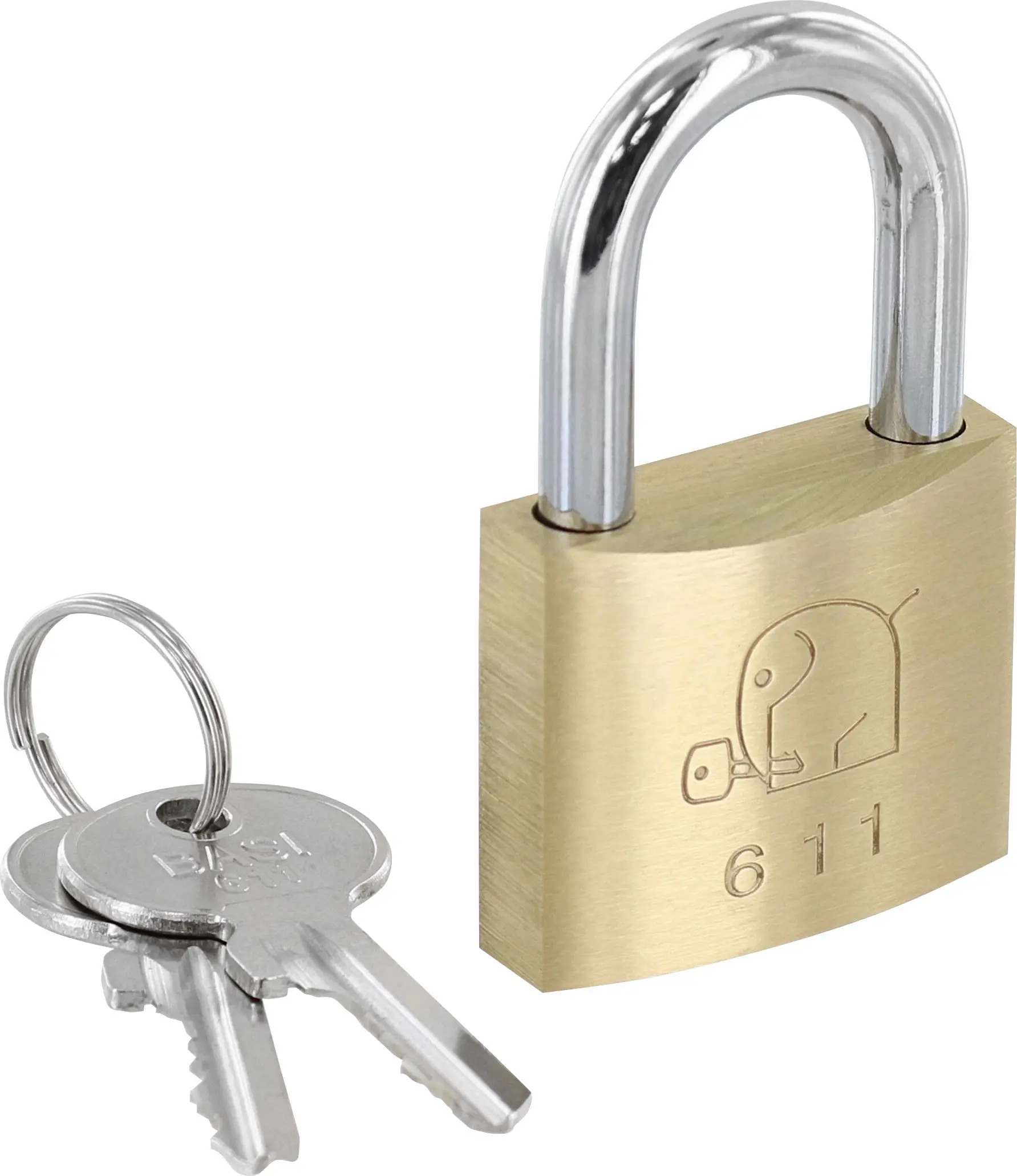 Triuso Zylinder-Vorhängeschloss Messing, gehärteter Stahlbügel, beidseitige Kugelverriegelung, 2 Schlüssel-6110-4000
