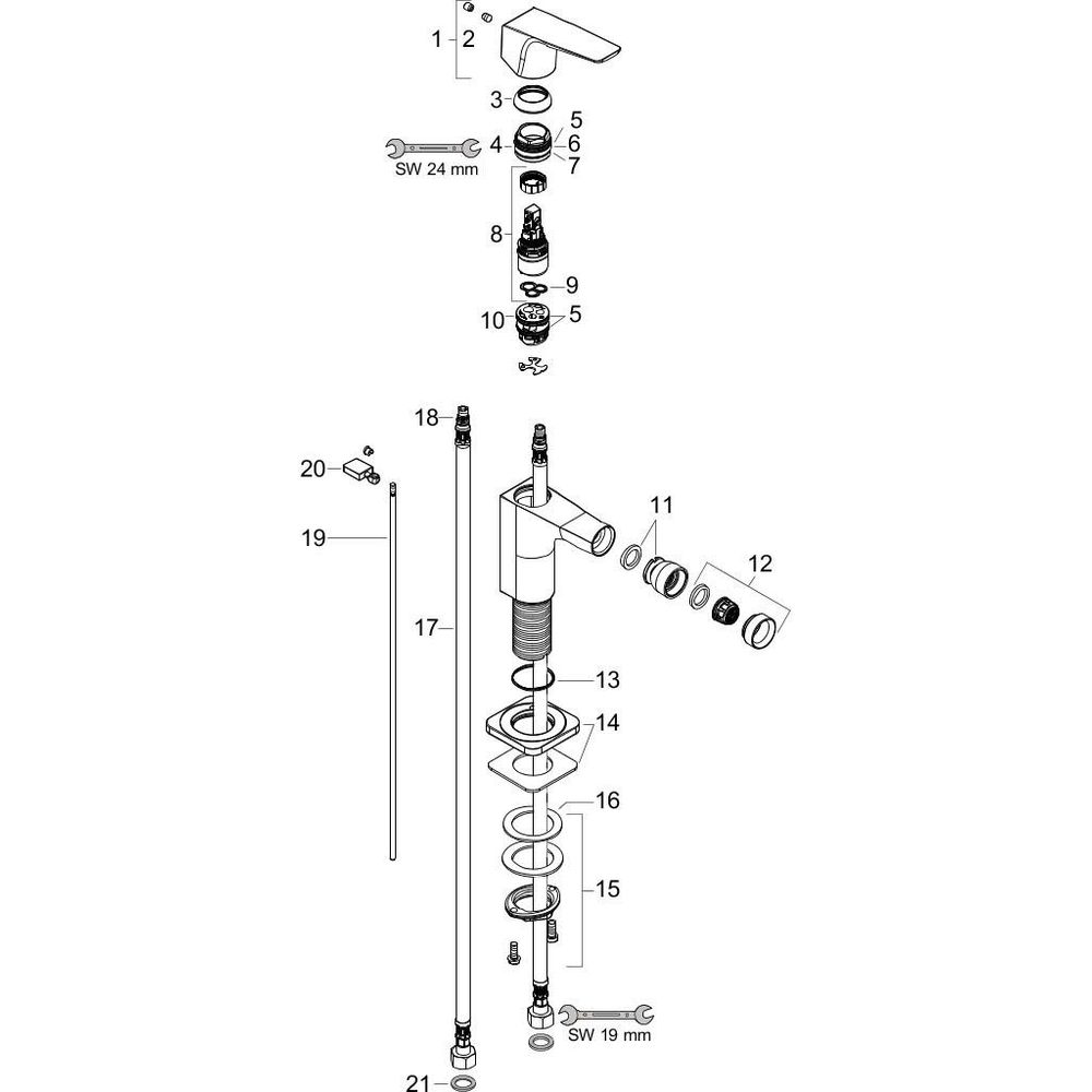 Hansgrohe Bidet-Einhebelmischer Axor Citterio E Ausladung 114mm, mit Hebelgriff, Zugstangen-Ablaufgarnitur, chrom -36121000