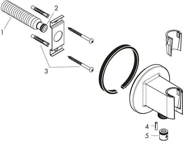 Hansgrohe Schlauchanschluss Axor Fixfit Porter rund mit Rückflussverhinderer, integrierte Haltefunktion, chrom-36733000