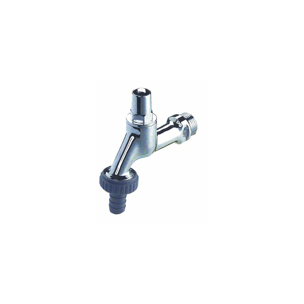Auslaufventil, Messing, f. Steckschl. m. Schlauchverschr., matt verchr., 1/2", -00139 Auslaufventil, Messing, f. Steckschl. m. Schlauchverschr., matt verchr., 1/2", -00139