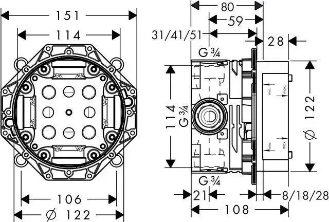 Hansgrohe Grundkörper iBox universal für alle Wannen-/Brausearmaturen-1800180 Hansgrohe Grundkörper iBox universal für alle Wannen-/Brausearmaturen-1800180