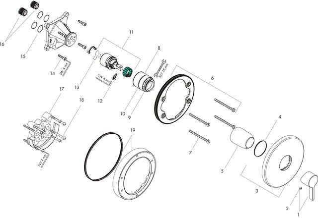 Hansgrohe Fertigmontageset Metris S UP-Brause-Einhebelmischer, chrom-31665000