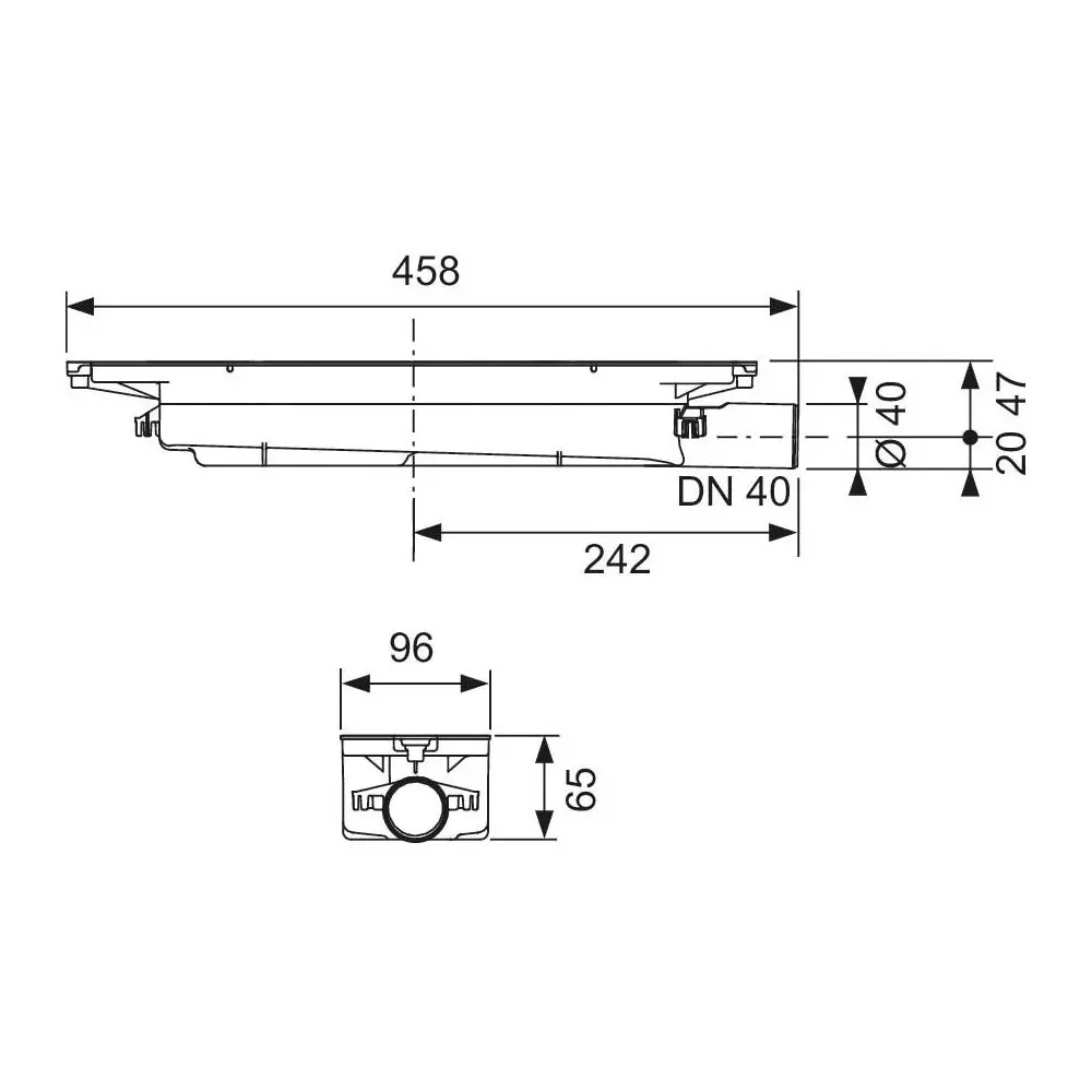TECE Ablauf drainprofile flach, Auslauf seitlich, DN 40-673001 TECE Ablauf drainprofile flach, Auslauf seitlich, DN 40-673001