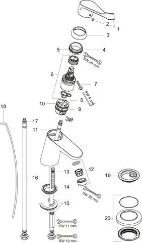 Hansgrohe Waschtisch-Einhebelmischer Focus Care chrom, extra langer Hebel-31910000