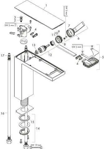 Waschtisch-Einhebelmischer 230 Axor MyEdition chrom/Spiegelglas, mit Push-Open Ablaufgarnitur, Ausl-47020000
