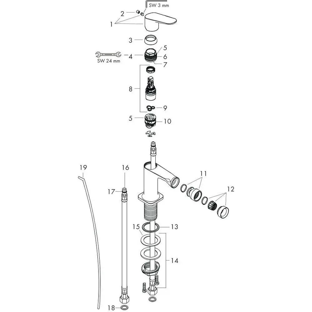 Hansgrohe Bidet-Einhebelmischer Axor Citterio M Ausladung 116 mm, mit Ablaufgarnitur, chrom-34210000